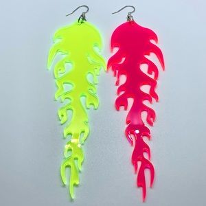 Acrylic Dangle Flame Earrings Rave